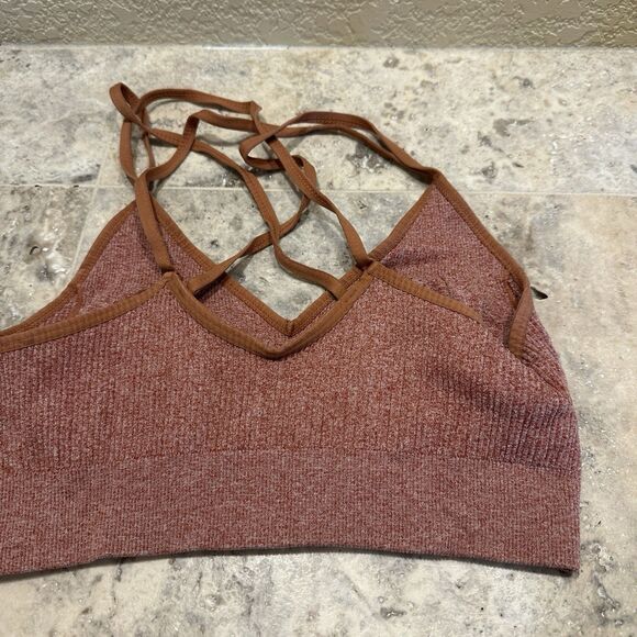 Aerie Seamless Strappy Bralette Small Rust Orange Terra Cotta No padding - Picture 3 of 4